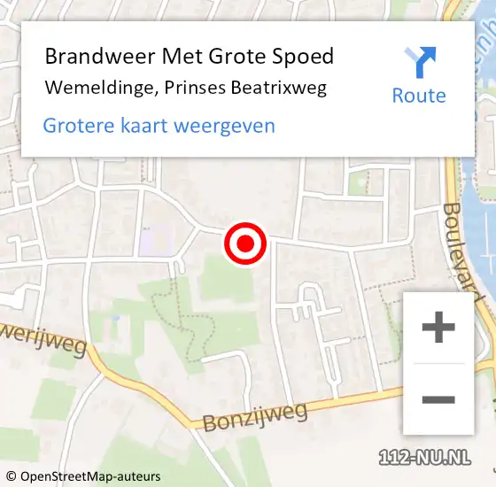 Locatie op kaart van de 112 melding: Brandweer Met Grote Spoed Naar Wemeldinge, Prinses Beatrixweg op 31 oktober 2024 18:44