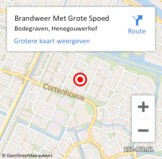 Locatie op kaart van de 112 melding: Brandweer Met Grote Spoed Naar Bodegraven, Henegouwerhof op 31 oktober 2024 18:46