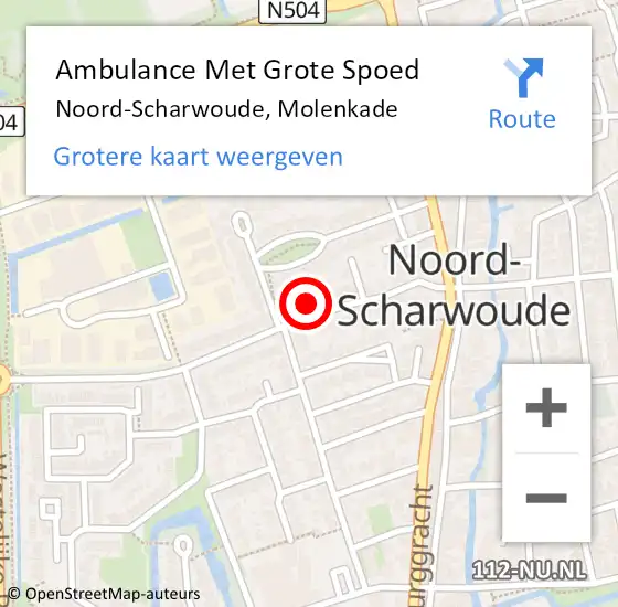 Locatie op kaart van de 112 melding: Ambulance Met Grote Spoed Naar Noord-Scharwoude, Molenkade op 31 oktober 2024 18:50