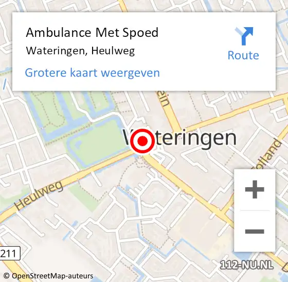 Locatie op kaart van de 112 melding: Ambulance Met Spoed Naar Wateringen, Heulweg op 31 oktober 2024 18:53