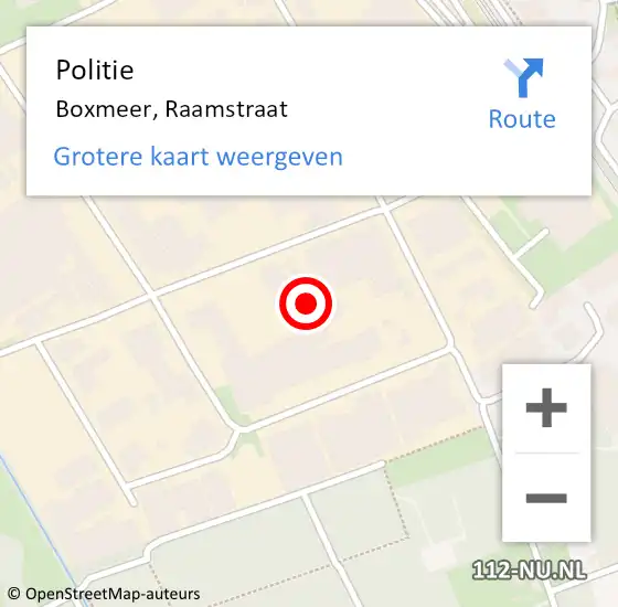 Locatie op kaart van de 112 melding: Politie Boxmeer, Raamstraat op 31 oktober 2024 18:53