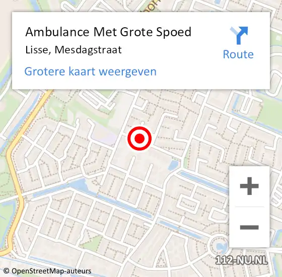 Locatie op kaart van de 112 melding: Ambulance Met Grote Spoed Naar Lisse, Mesdagstraat op 31 oktober 2024 19:08