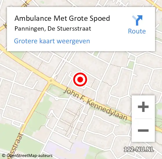 Locatie op kaart van de 112 melding: Ambulance Met Grote Spoed Naar Panningen, De Stuersstraat op 25 oktober 2014 12:22