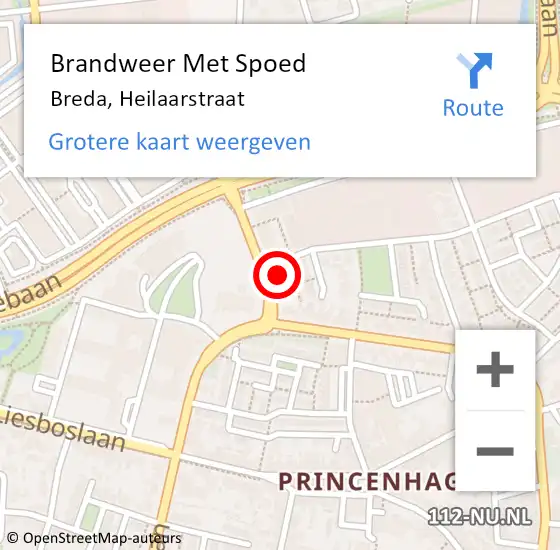 Locatie op kaart van de 112 melding: Brandweer Met Spoed Naar Breda, Heilaarstraat op 31 oktober 2024 19:10