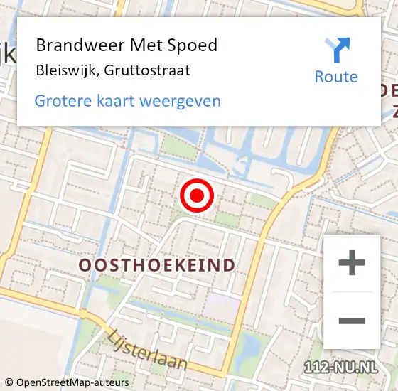 Locatie op kaart van de 112 melding: Brandweer Met Spoed Naar Bleiswijk, Gruttostraat op 31 oktober 2024 19:20