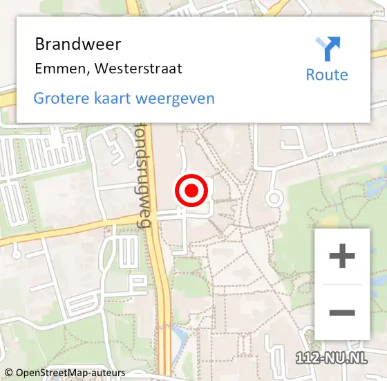 Locatie op kaart van de 112 melding: Brandweer Emmen, Westerstraat op 31 oktober 2024 19:21