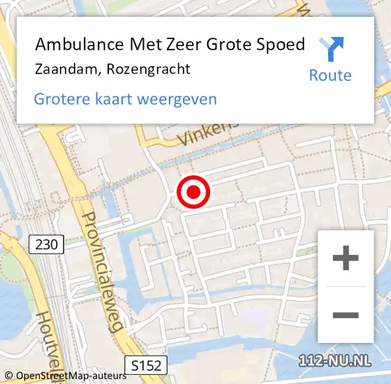 Locatie op kaart van de 112 melding: Ambulance Met Zeer Grote Spoed Naar Zaandam, Rozengracht op 31 oktober 2024 19:22