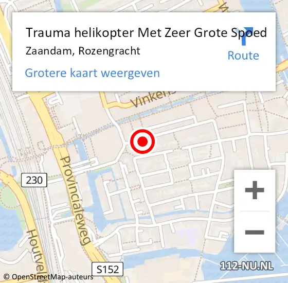 Locatie op kaart van de 112 melding: Trauma helikopter Met Zeer Grote Spoed Naar Zaandam, Rozengracht op 31 oktober 2024 19:22