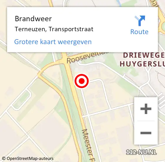 Locatie op kaart van de 112 melding: Brandweer Terneuzen, Transportstraat op 31 oktober 2024 19:31