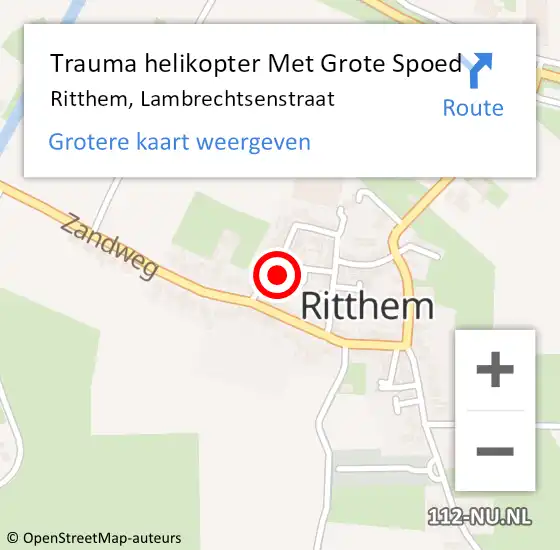 Locatie op kaart van de 112 melding: Trauma helikopter Met Grote Spoed Naar Ritthem, Lambrechtsenstraat op 31 oktober 2024 19:40