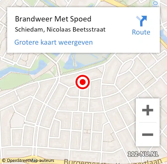 Locatie op kaart van de 112 melding: Brandweer Met Spoed Naar Schiedam, Nicolaas Beetsstraat op 31 oktober 2024 19:41