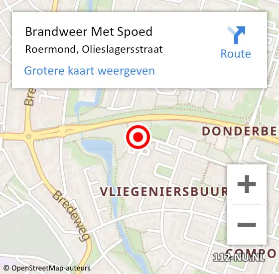 Locatie op kaart van de 112 melding: Brandweer Met Spoed Naar Roermond, Olieslagersstraat op 31 oktober 2024 19:43