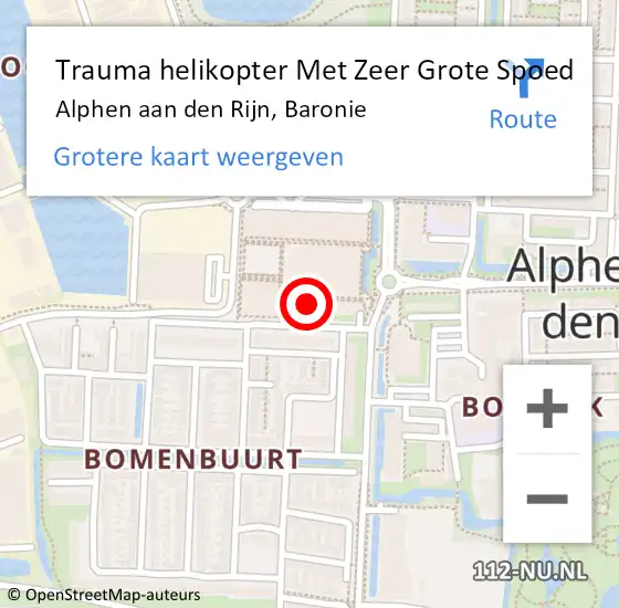 Locatie op kaart van de 112 melding: Trauma helikopter Met Zeer Grote Spoed Naar Alphen aan den Rijn, Baronie op 31 oktober 2024 19:54