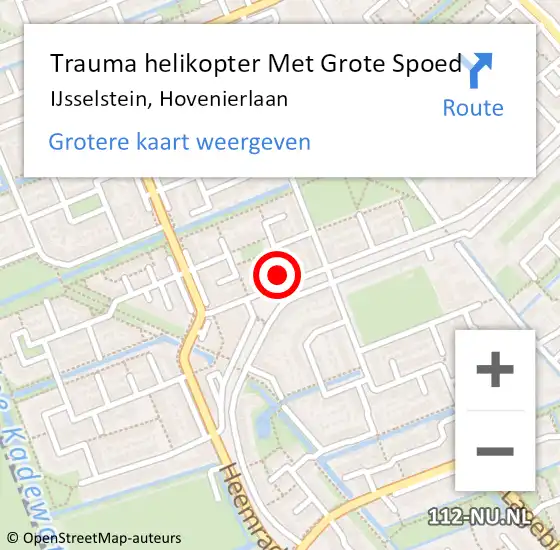 Locatie op kaart van de 112 melding: Trauma helikopter Met Grote Spoed Naar IJsselstein, Hovenierlaan op 31 oktober 2024 20:06