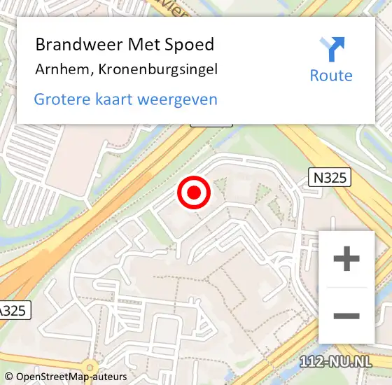 Locatie op kaart van de 112 melding: Brandweer Met Spoed Naar Arnhem, Kronenburgsingel op 31 oktober 2024 20:24