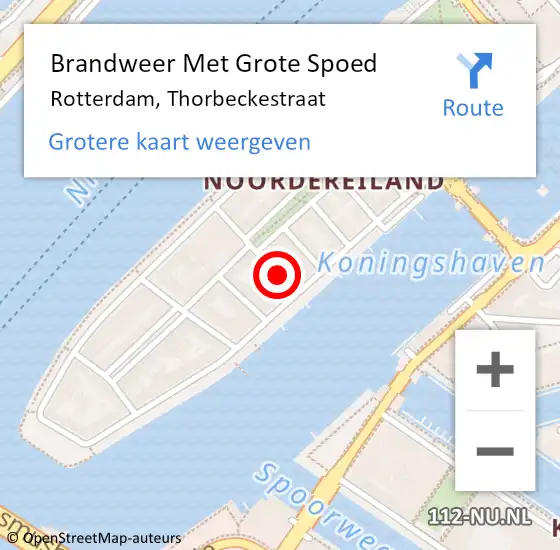 Locatie op kaart van de 112 melding: Brandweer Met Grote Spoed Naar Rotterdam, Thorbeckestraat op 31 oktober 2024 20:42