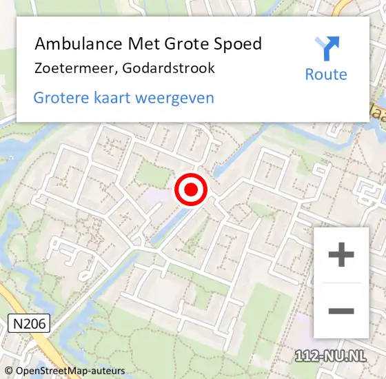 Locatie op kaart van de 112 melding: Ambulance Met Grote Spoed Naar Zoetermeer, Godardstrook op 31 oktober 2024 20:44