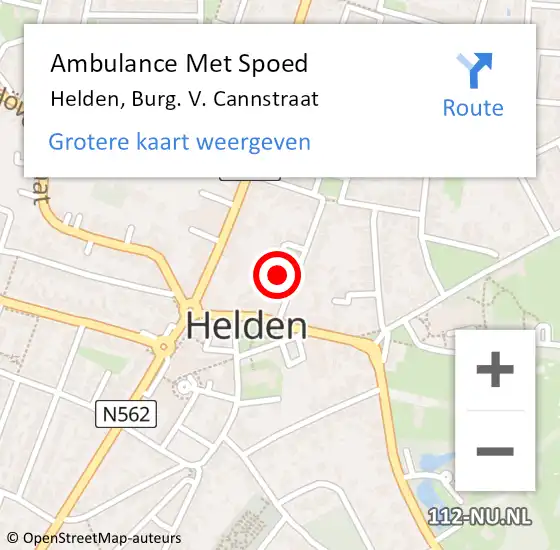 Locatie op kaart van de 112 melding: Ambulance Met Spoed Naar Helden, Burg. V. Cannstraat op 25 oktober 2014 12:30