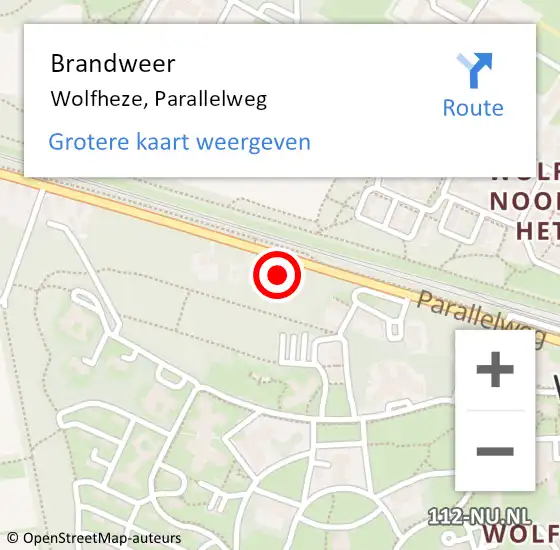 Locatie op kaart van de 112 melding: Brandweer Wolfheze, Parallelweg op 31 oktober 2024 20:54