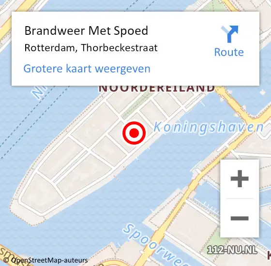 Locatie op kaart van de 112 melding: Brandweer Met Spoed Naar Rotterdam, Thorbeckestraat op 31 oktober 2024 21:02