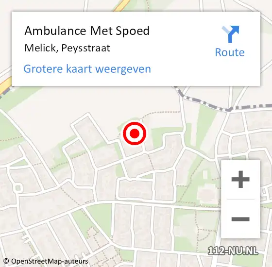 Locatie op kaart van de 112 melding: Ambulance Met Spoed Naar Melick, Peysstraat op 25 oktober 2014 12:31