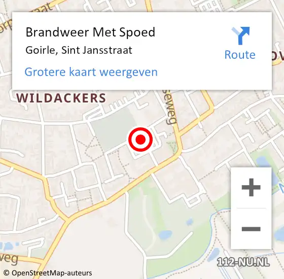 Locatie op kaart van de 112 melding: Brandweer Met Spoed Naar Goirle, Sint Jansstraat op 31 oktober 2024 21:40