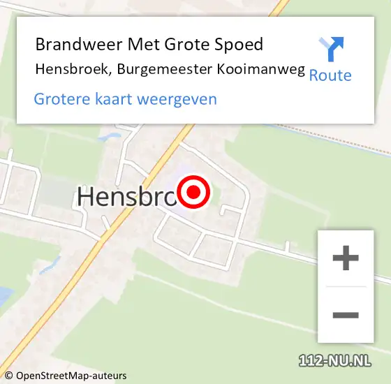 Locatie op kaart van de 112 melding: Brandweer Met Grote Spoed Naar Hensbroek, Burgemeester Kooimanweg op 25 oktober 2014 12:33