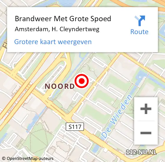 Locatie op kaart van de 112 melding: Brandweer Met Grote Spoed Naar Amsterdam, H. Cleyndertweg op 31 oktober 2024 21:52