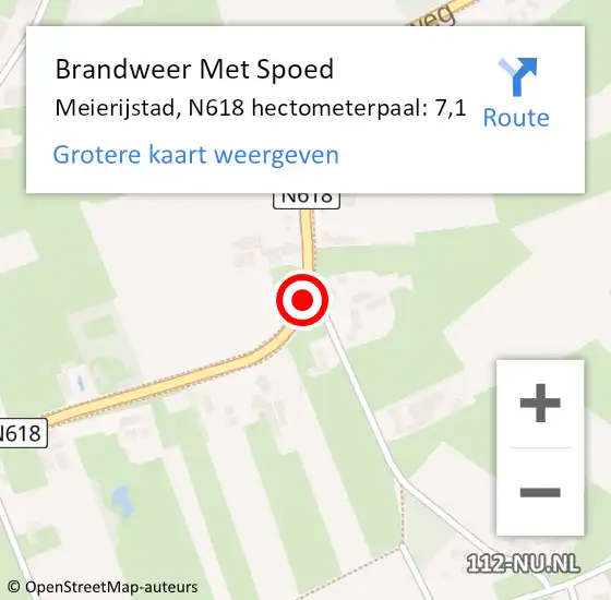 Locatie op kaart van de 112 melding: Brandweer Met Spoed Naar Meierijstad, N618 hectometerpaal: 7,1 op 31 oktober 2024 21:54