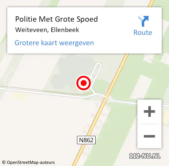 Locatie op kaart van de 112 melding: Politie Met Grote Spoed Naar Weiteveen, Ellenbeek op 31 oktober 2024 21:56