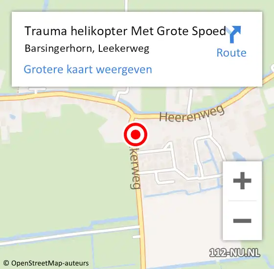 Locatie op kaart van de 112 melding: Trauma helikopter Met Grote Spoed Naar Barsingerhorn, Leekerweg op 31 oktober 2024 22:14