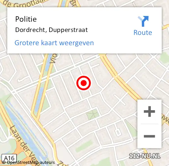 Locatie op kaart van de 112 melding: Politie Dordrecht, Dupperstraat op 31 oktober 2024 22:21