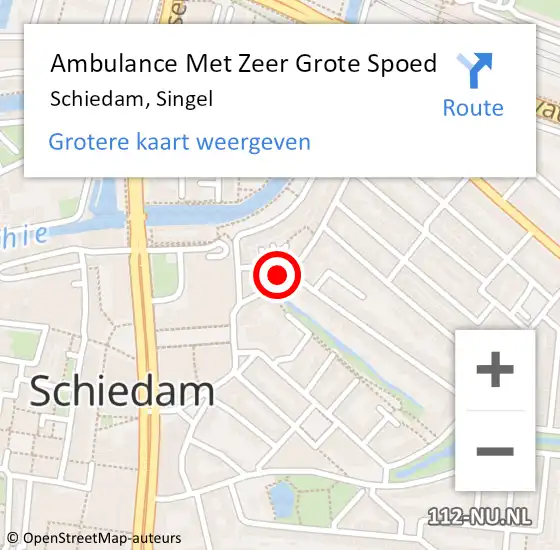 Locatie op kaart van de 112 melding: Ambulance Met Zeer Grote Spoed Naar Schiedam, Singel op 31 oktober 2024 22:30