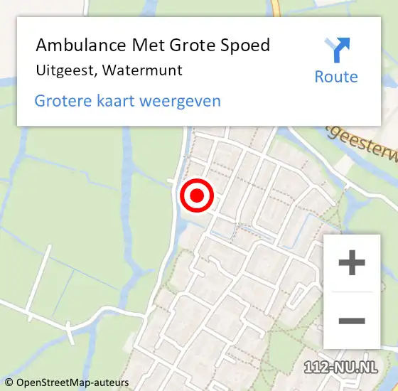 Locatie op kaart van de 112 melding: Ambulance Met Grote Spoed Naar Uitgeest, Watermunt op 31 oktober 2024 22:37