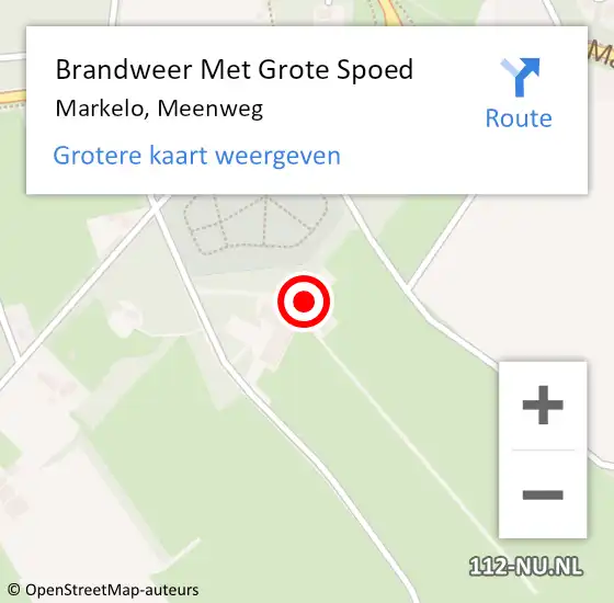 Locatie op kaart van de 112 melding: Brandweer Met Grote Spoed Naar Markelo, Meenweg op 31 oktober 2024 23:07