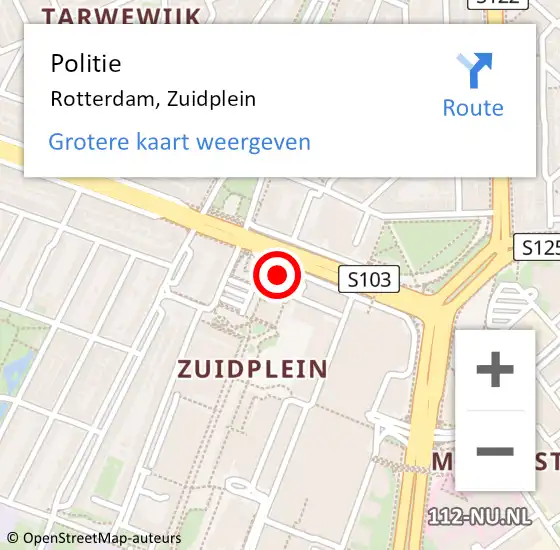 Locatie op kaart van de 112 melding: Politie Rotterdam, Zuidplein op 31 oktober 2024 23:28