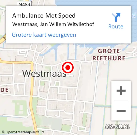 Locatie op kaart van de 112 melding: Ambulance Met Spoed Naar Westmaas, Jan Willem Witvliethof op 31 oktober 2024 23:30