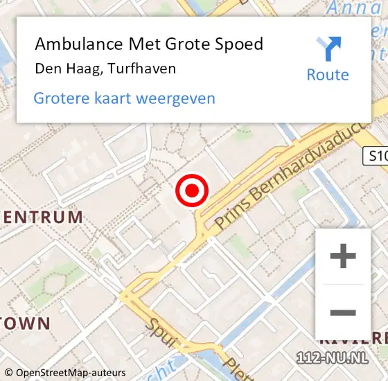 Locatie op kaart van de 112 melding: Ambulance Met Grote Spoed Naar Den Haag, Turfhaven op 1 november 2024 00:12