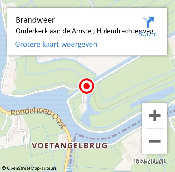 Locatie op kaart van de 112 melding: Brandweer Ouderkerk aan de Amstel, Holendrechterweg op 25 oktober 2014 12:41