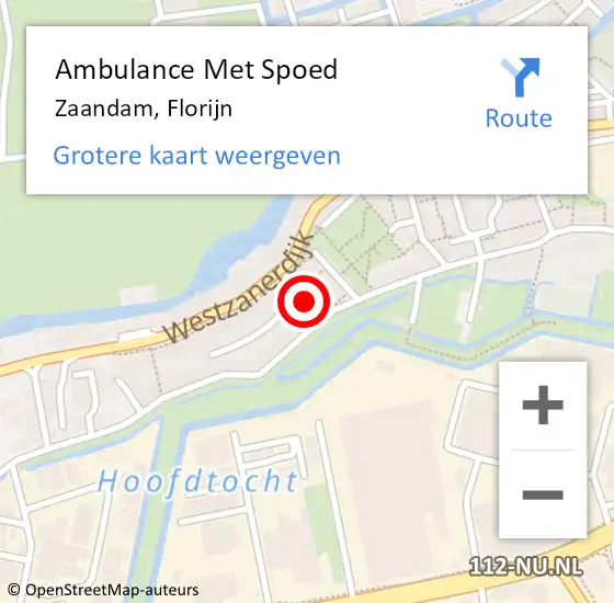 Locatie op kaart van de 112 melding: Ambulance Met Spoed Naar Zaandam, Florijn op 1 november 2024 01:05