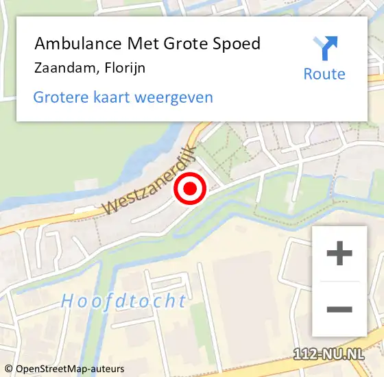 Locatie op kaart van de 112 melding: Ambulance Met Grote Spoed Naar Zaandam, Florijn op 1 november 2024 01:08