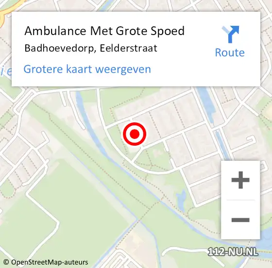 Locatie op kaart van de 112 melding: Ambulance Met Grote Spoed Naar Badhoevedorp, Eelderstraat op 25 oktober 2014 12:43