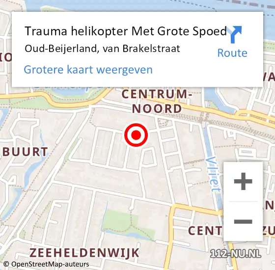 Locatie op kaart van de 112 melding: Trauma helikopter Met Grote Spoed Naar Oud-Beijerland, van Brakelstraat op 1 november 2024 03:07