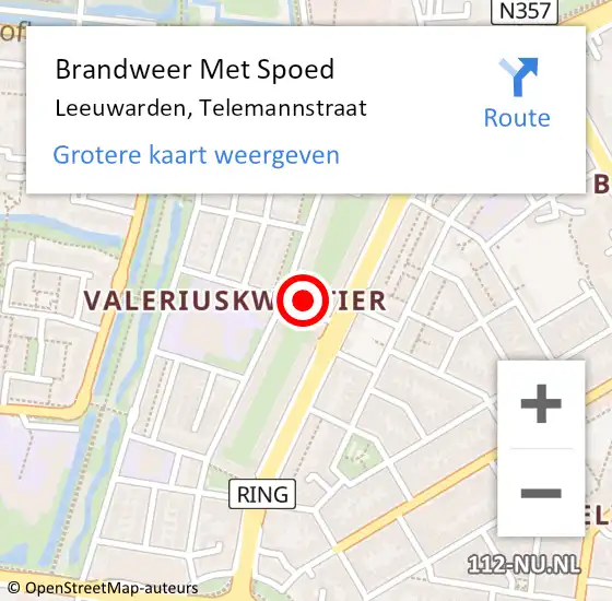 Locatie op kaart van de 112 melding: Brandweer Met Spoed Naar Leeuwarden, Telemannstraat op 1 november 2024 03:19