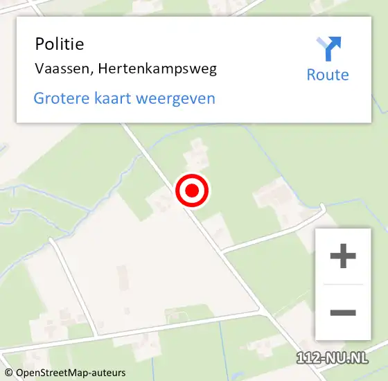 Locatie op kaart van de 112 melding: Politie Vaassen, Hertenkampsweg op 1 november 2024 03:27