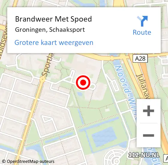 Locatie op kaart van de 112 melding: Brandweer Met Spoed Naar Groningen, Schaaksport op 1 november 2024 03:47