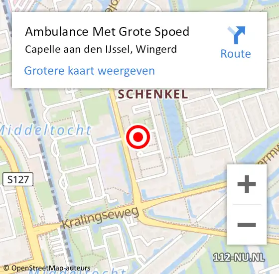 Locatie op kaart van de 112 melding: Ambulance Met Grote Spoed Naar Capelle aan den IJssel, Wingerd op 1 november 2024 03:58