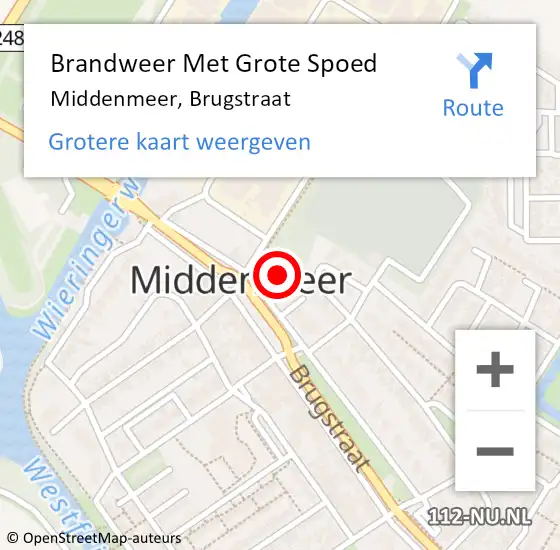 Locatie op kaart van de 112 melding: Brandweer Met Grote Spoed Naar Middenmeer, Brugstraat op 1 november 2024 04:04