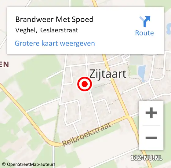 Locatie op kaart van de 112 melding: Brandweer Met Spoed Naar Veghel, Keslaerstraat op 1 november 2024 04:58