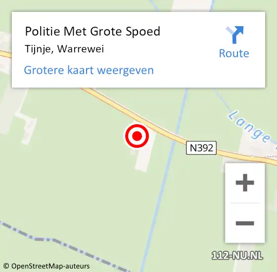 Locatie op kaart van de 112 melding: Politie Met Grote Spoed Naar Tijnje, Warrewei op 1 november 2024 05:58